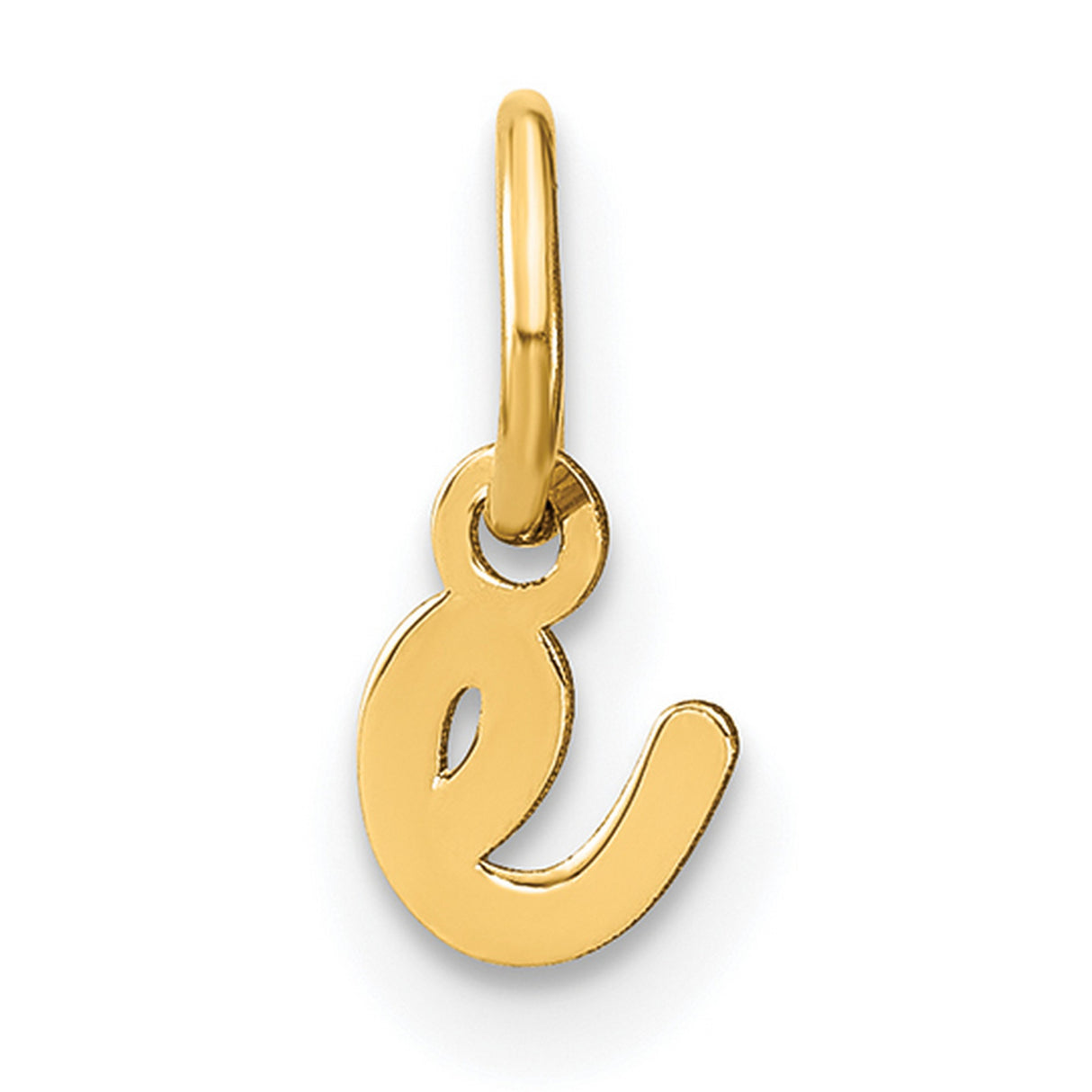 Lower case Letter E Initial Charm Pendant in Real 14k Yellow Gold