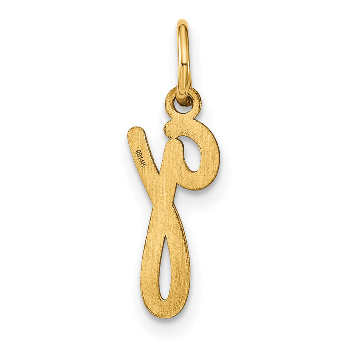 14k Yellow Gold Letter G Pendant Charm, Polished Lowercase Script Initial for Women and Unisex Wear