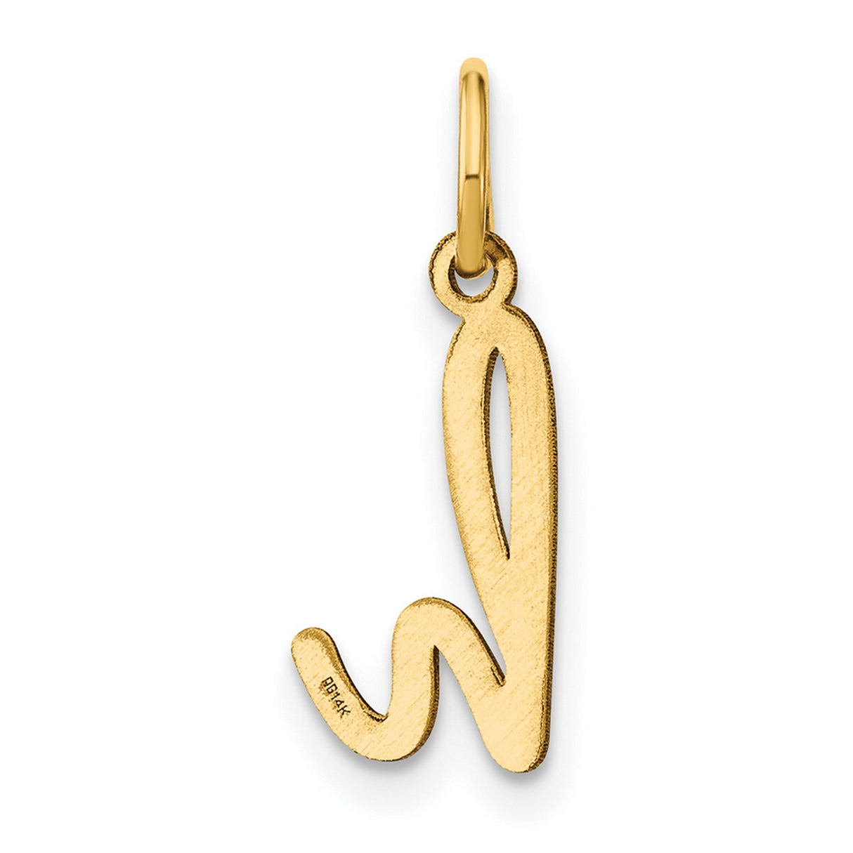 14k Yellow Gold Initial H Pendant Charm, Cursive Script Letter Jewelry for Women or Unisex