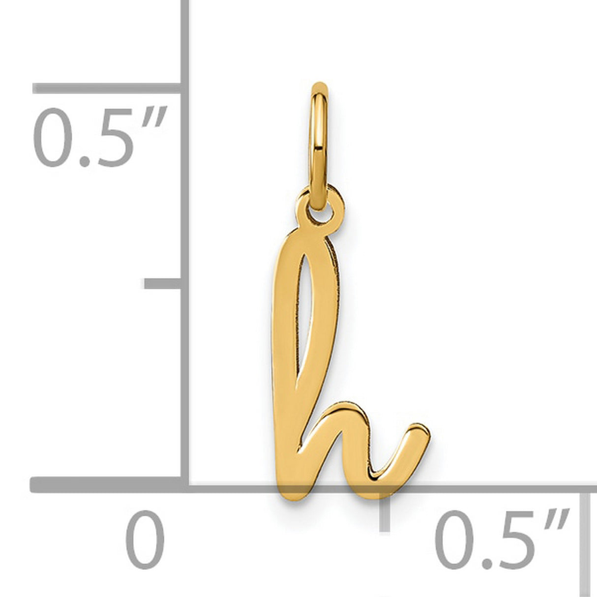 14k Yellow Gold Initial H Pendant Charm, Cursive Script Letter Jewelry for Women or Unisex