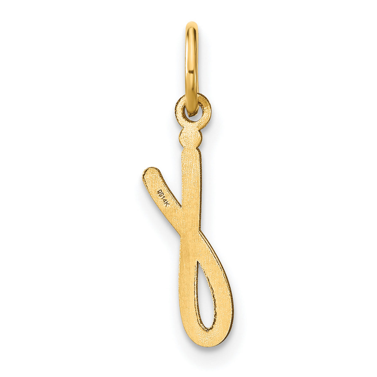 14k Yellow Gold Pendant Charm with Script Letter J Design, Polished Initial Jewelry for Women