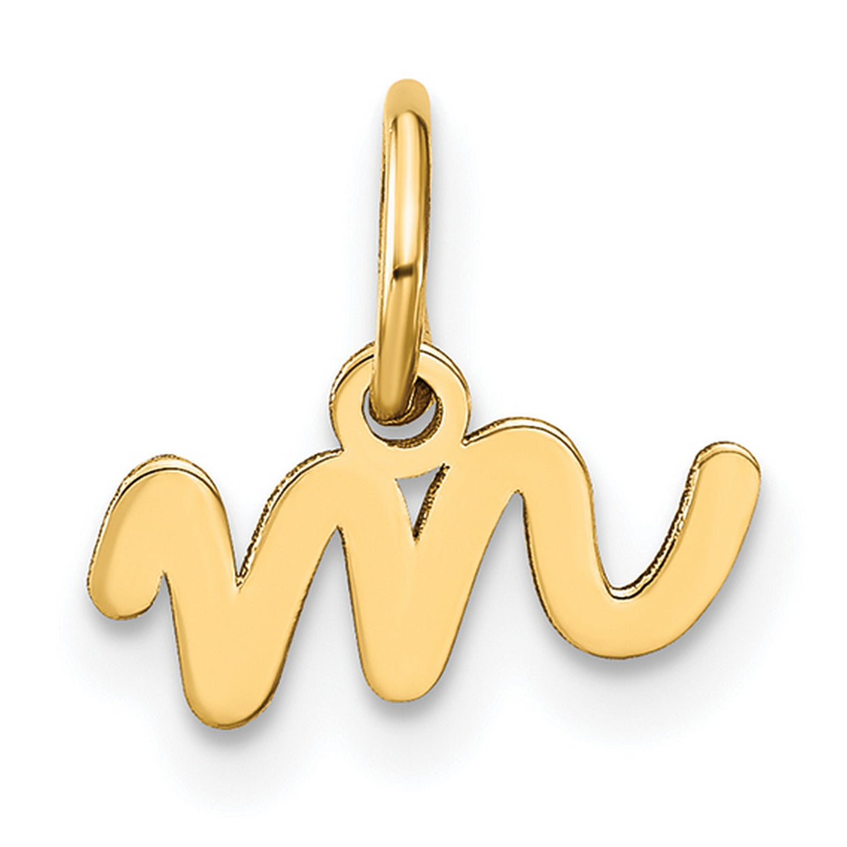 Lower case Letter M Initial Charm Pendant in Real 14k Yellow Gold