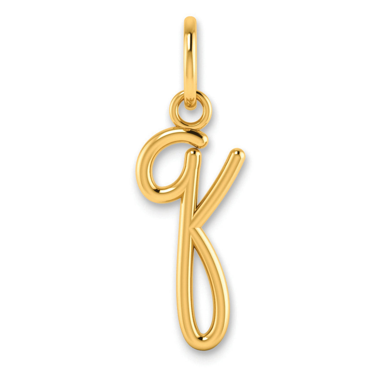 Lower case Letter Q Initial Charm Pendant in Real 14k Yellow Gold