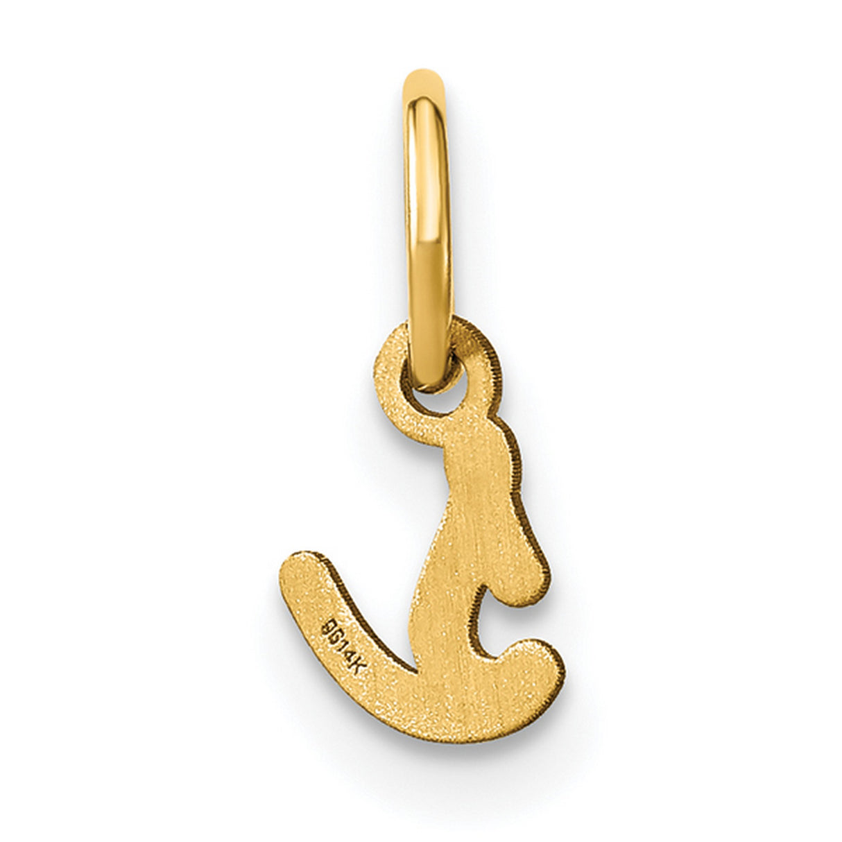14k Yellow Gold Script Letter J Pendant, Polished Initial Charm for Women