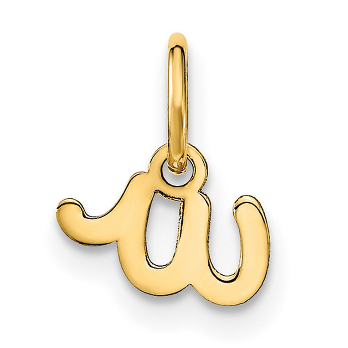 14k Yellow Gold Lowercase Script W Pendant, Dainty Initial Charm, Minimalist Monogram Jewelry