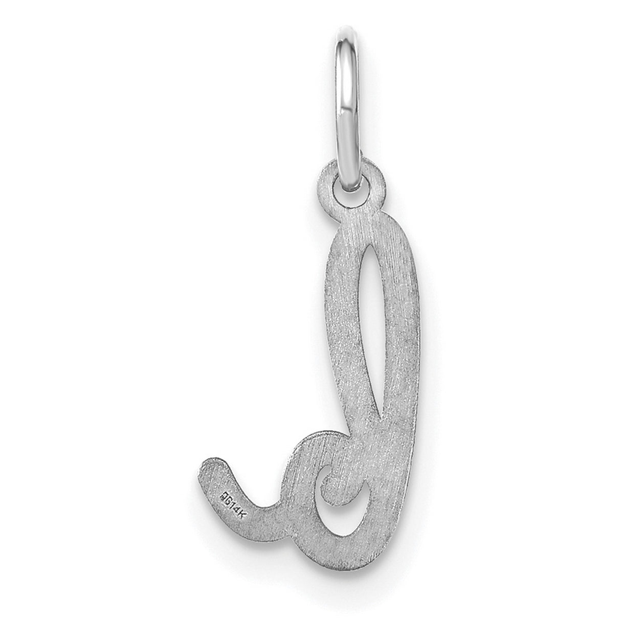 14k White Gold Letter L Pendant Charm, Script Initial Design for Women