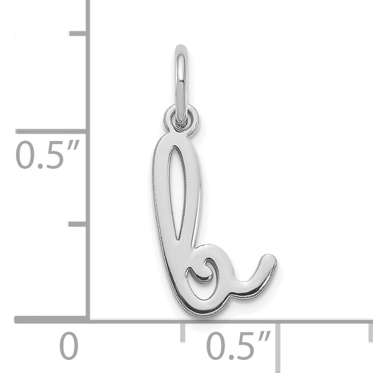 14k White Gold Letter L Pendant Charm, Script Initial Design for Women