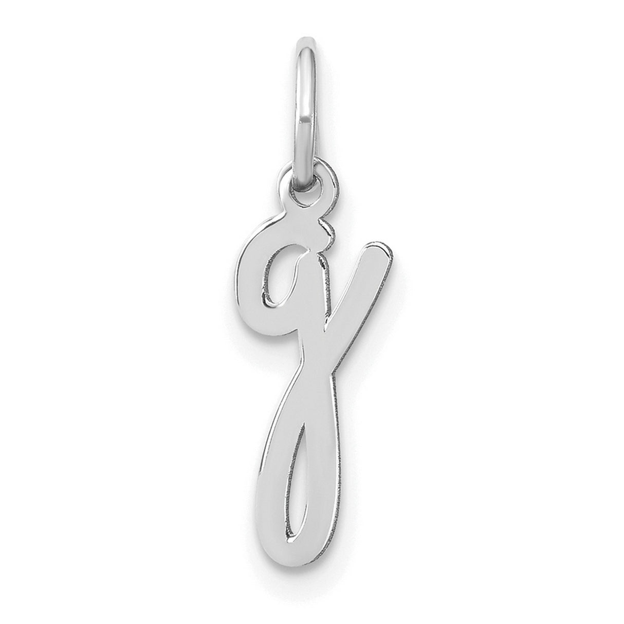 14k White Gold Script Letter G Pendant, Cursive Initial Charm for Women