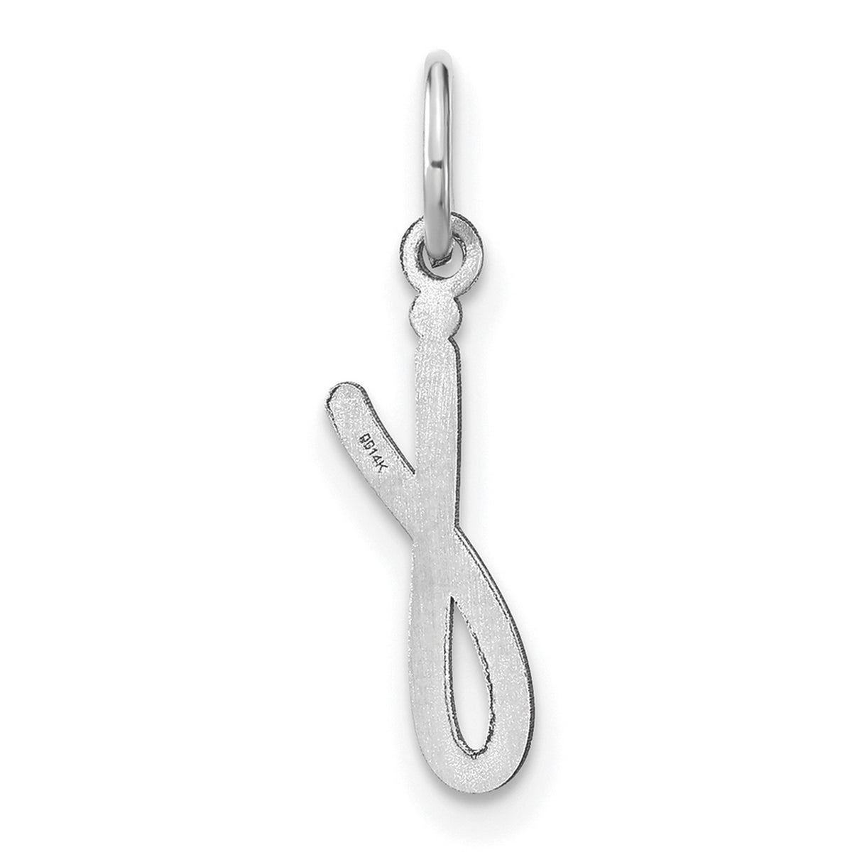 14k White Gold Letter J Pendant, Cursive Initial Charm for Women