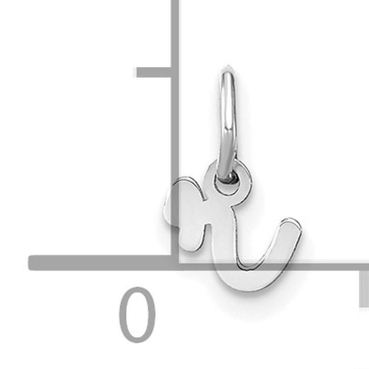 14k White Gold Pendant, Lowercase R Initial Charm, Script Letter Monogram Jewelry