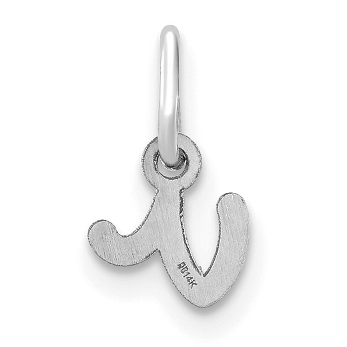14k White Gold Lowercase K Initial Pendant, Script Letter Charm, Polished Monogram Jewelry for Women