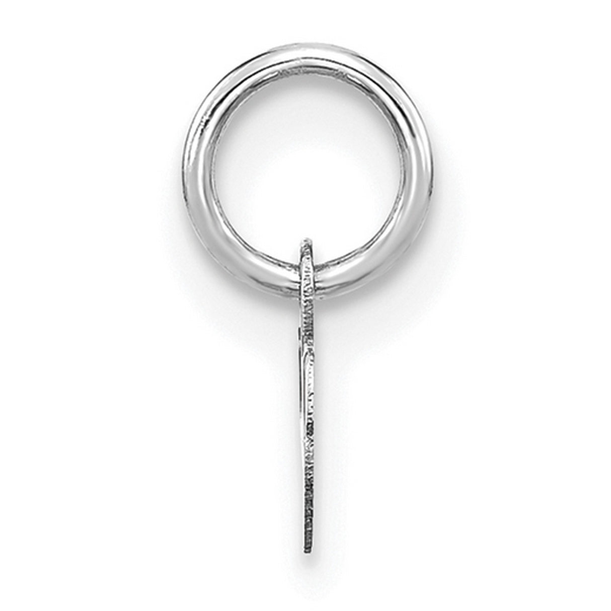 14k White Gold Script Initial W Pendant, Polished Letter Charm for Women