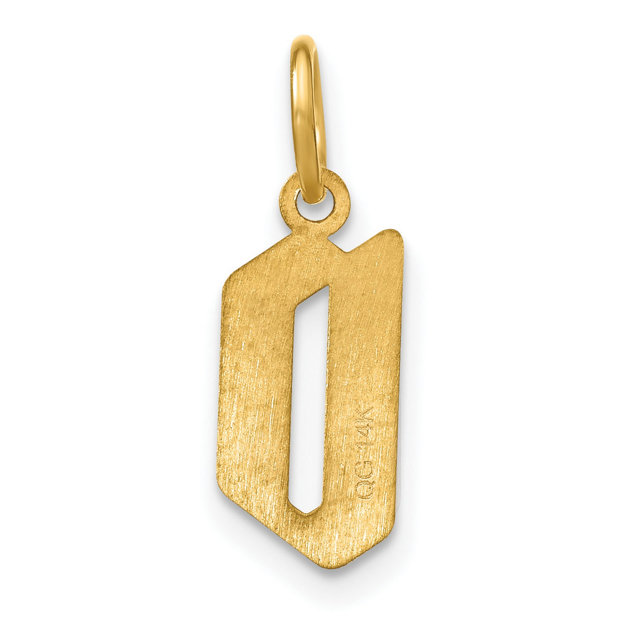 14k Yellow Gold Pendant, Gothic Lowercase Letter B Charm with Cutout Design