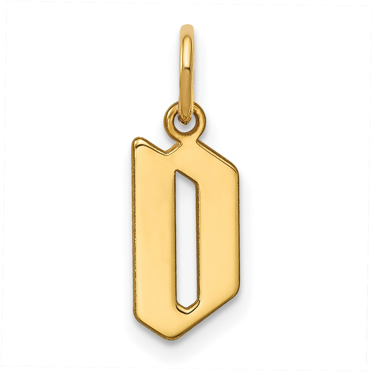 14k Yellow Gold Pendant, Gothic Lowercase Letter B Charm with Cutout Design