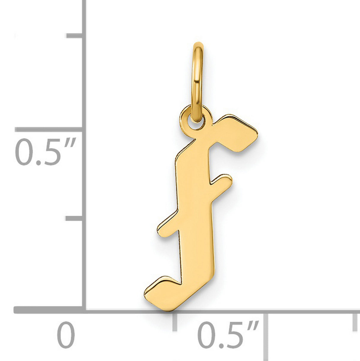 14k Yellow Gold Letter F Pendant Charm, Polished Script Initial Design for Women or Unisex Wear