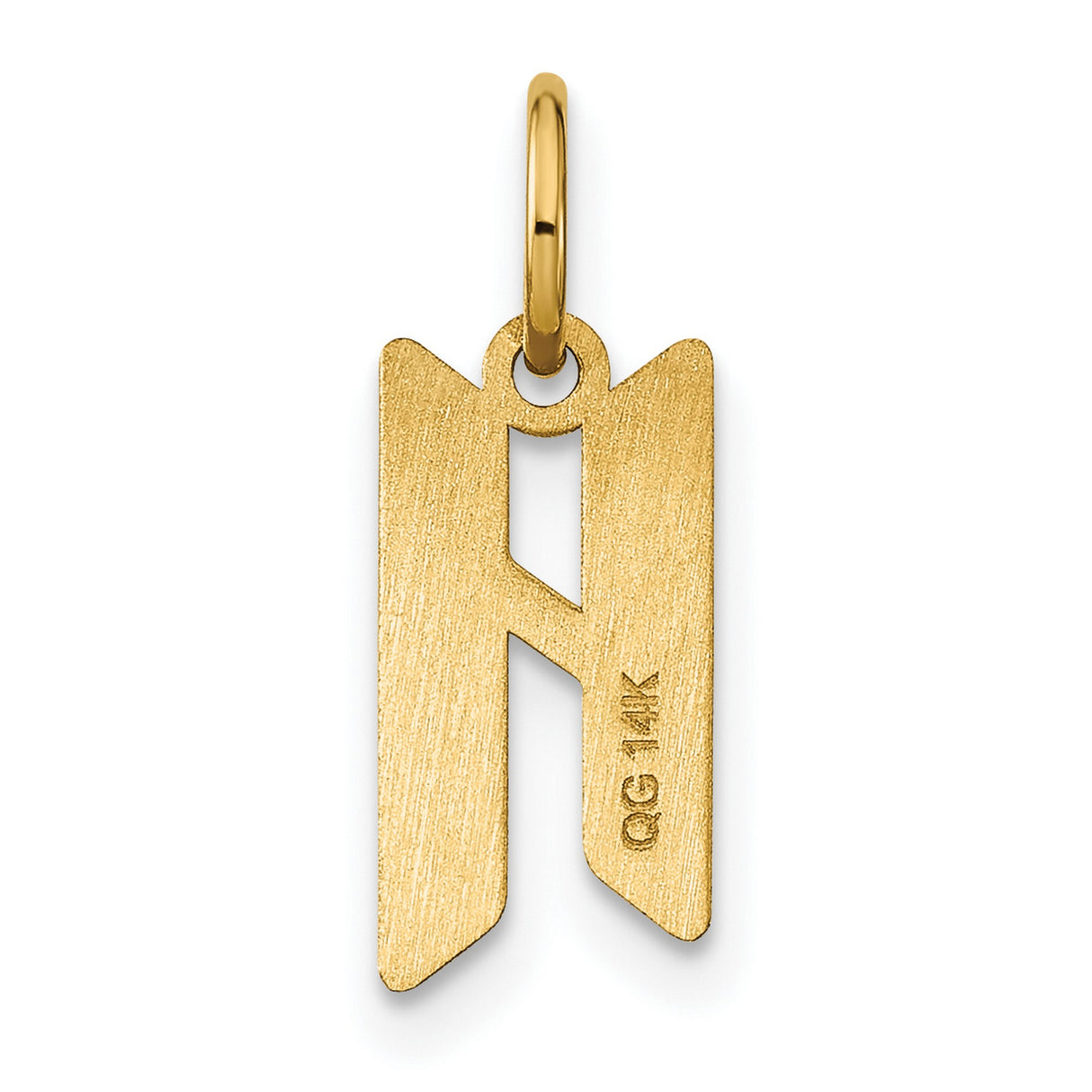 14k Yellow Gold Letter H Pendant, Block Initial Charm, Flat Modern Monogram Design for Women and Men