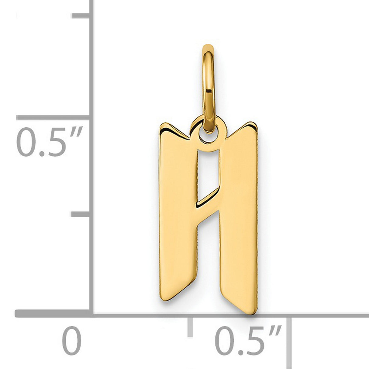 14k Yellow Gold Letter H Pendant, Block Initial Charm, Flat Modern Monogram Design for Women and Men