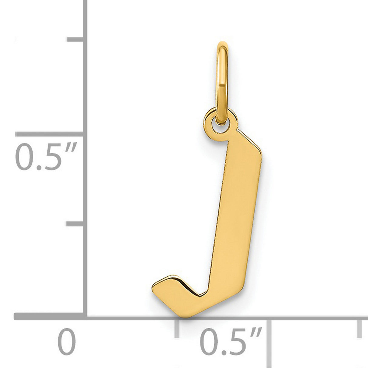 14k Yellow Gold Letter J Pendant Charm, Polished Dainty Alphabet Jewelry for Women or Unisex