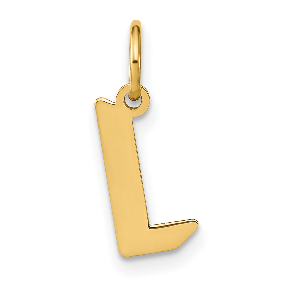 14k Yellow Gold Initial L Pendant Charm, Polished Letter Jewelry for Women or Unisex Wear