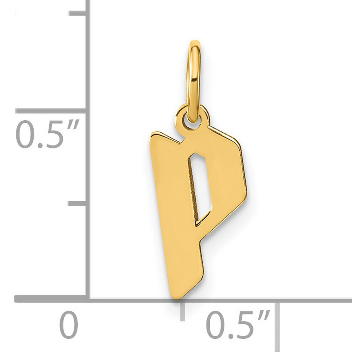 14k Yellow Gold Letter P Pendant Charm with Polished Cutout Initial Design