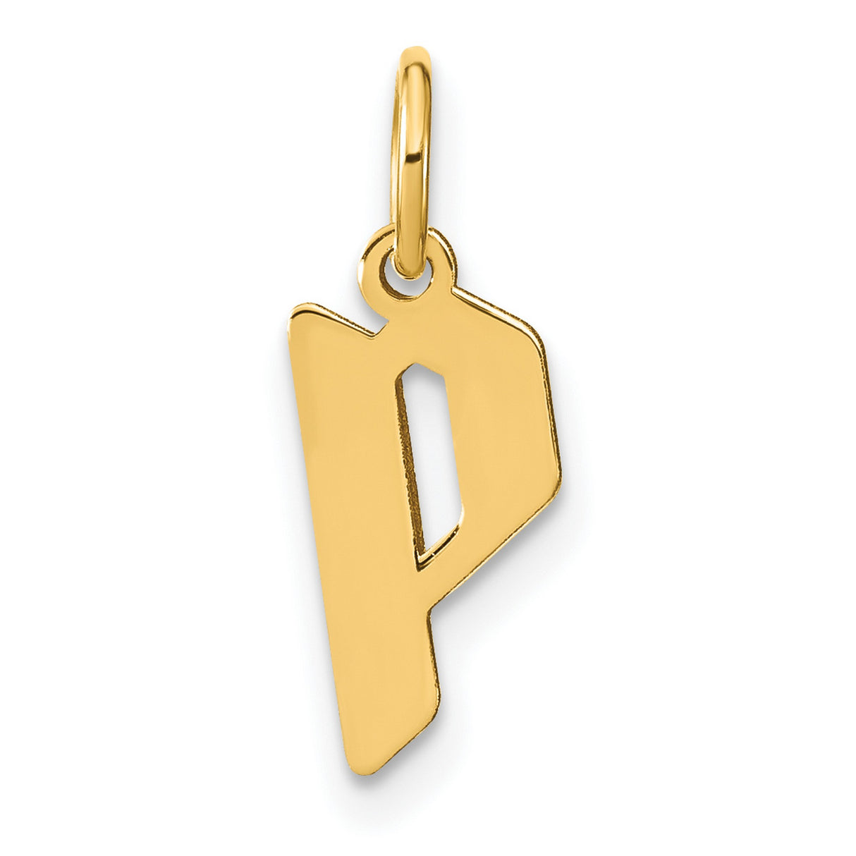 14k Yellow Gold Letter P Pendant Charm with Polished Cutout Initial Design