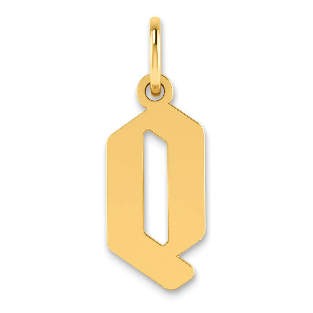 Letter Q Initial Charm Pendant in Real 14k Yellow Gold