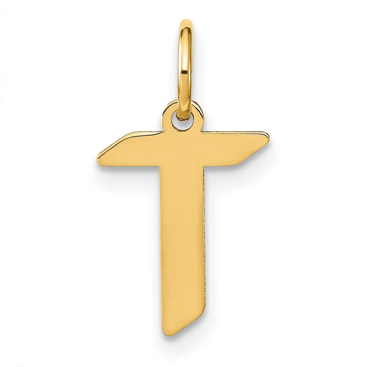 14k Yellow Gold Tau Cross Pendant, Polished Finish, Catholic Christian Religious Charm