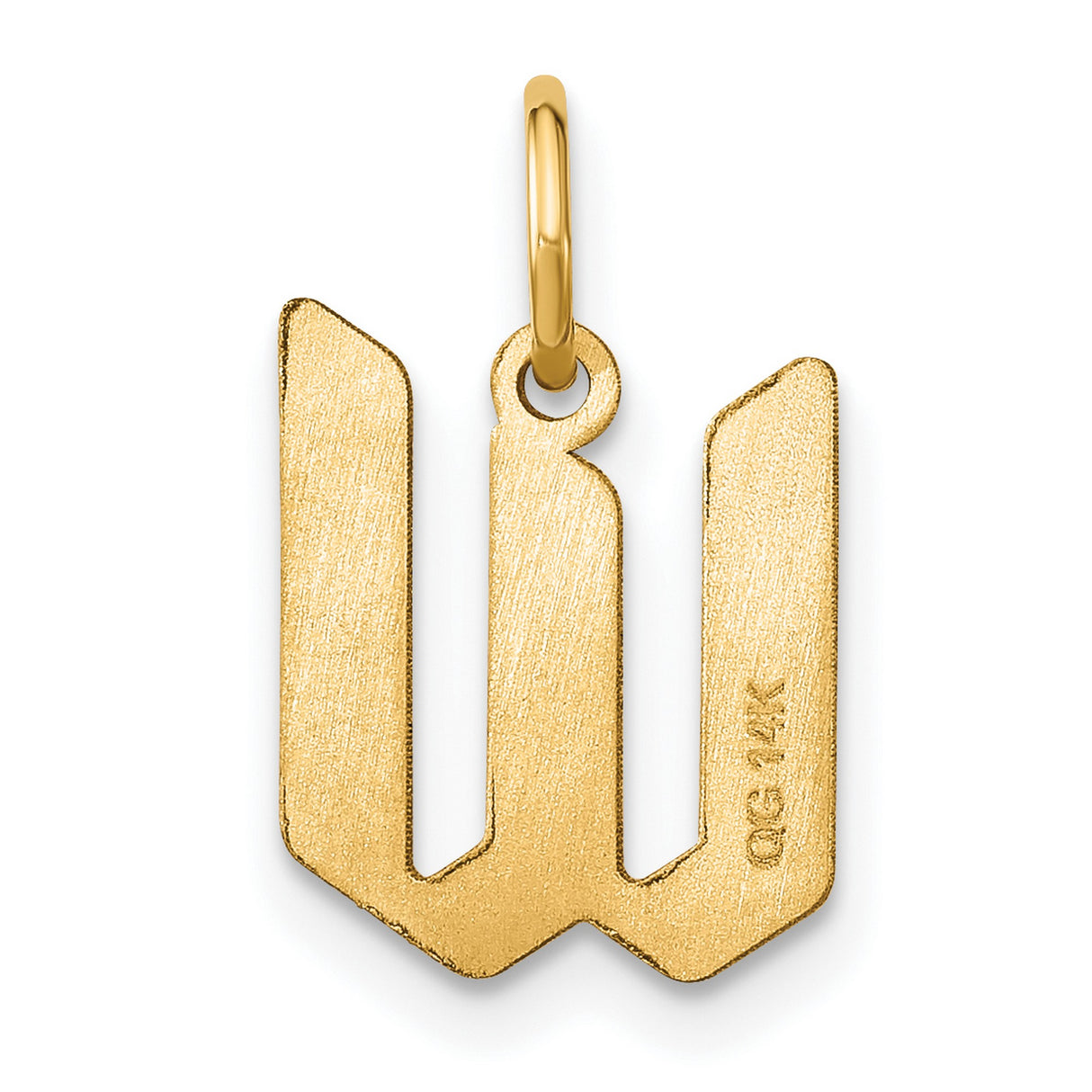 14k Yellow Gold Letter W Pendant Charm, Block Style Initial Jewelry for Women or Unisex Wear