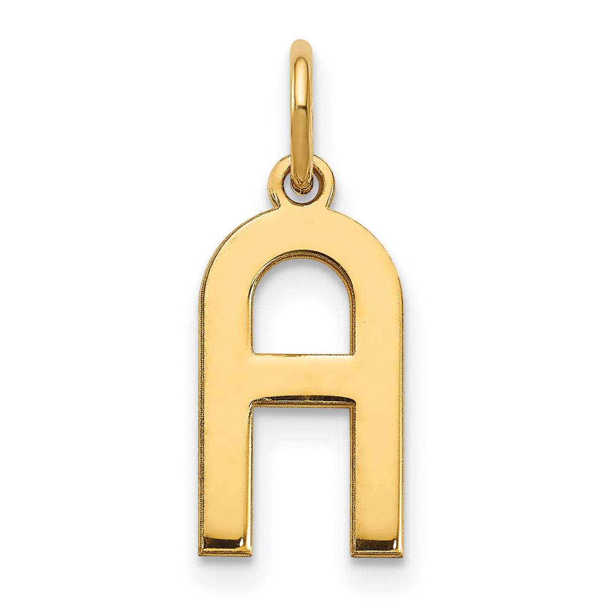 14k Yellow Gold Letter A Pendant, Polished Bold Modern Initial Charm for Women