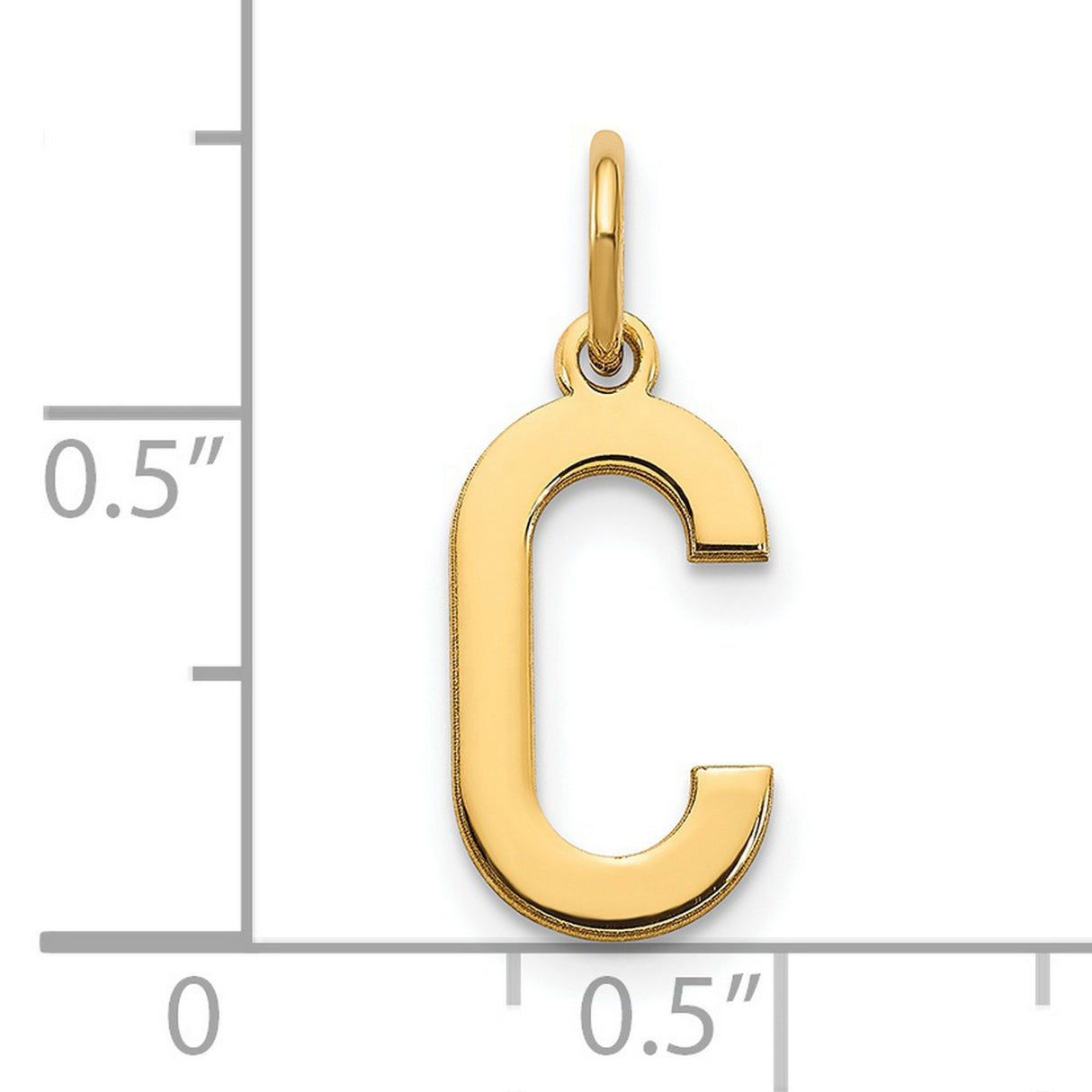 14k Yellow Gold Letter C Pendant Charm, Block Style Initial Monogram Jewelry for Women or Unisex