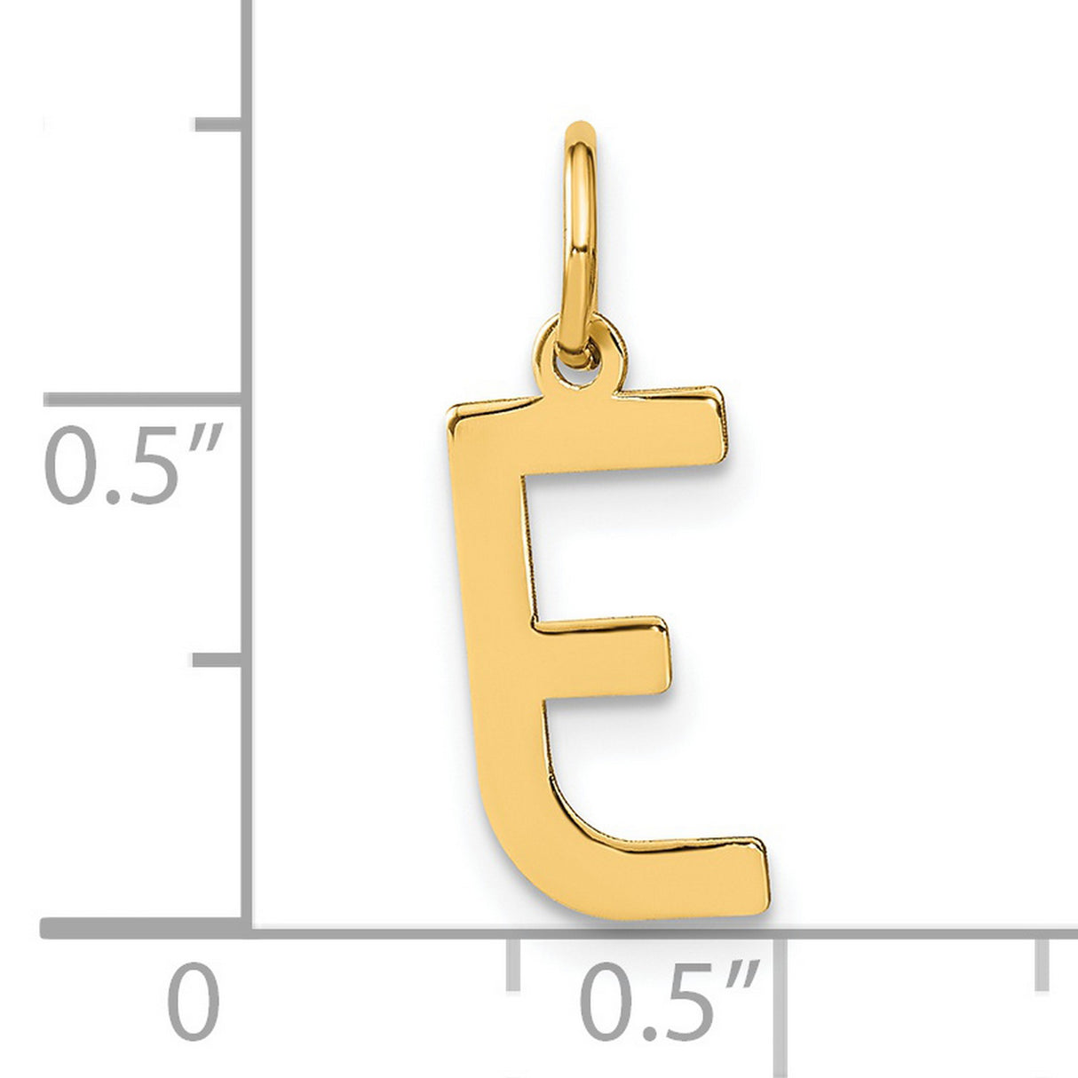 14k Yellow Gold Letter E Pendant, Polished Block Style Initial Charm for Women or Unisex