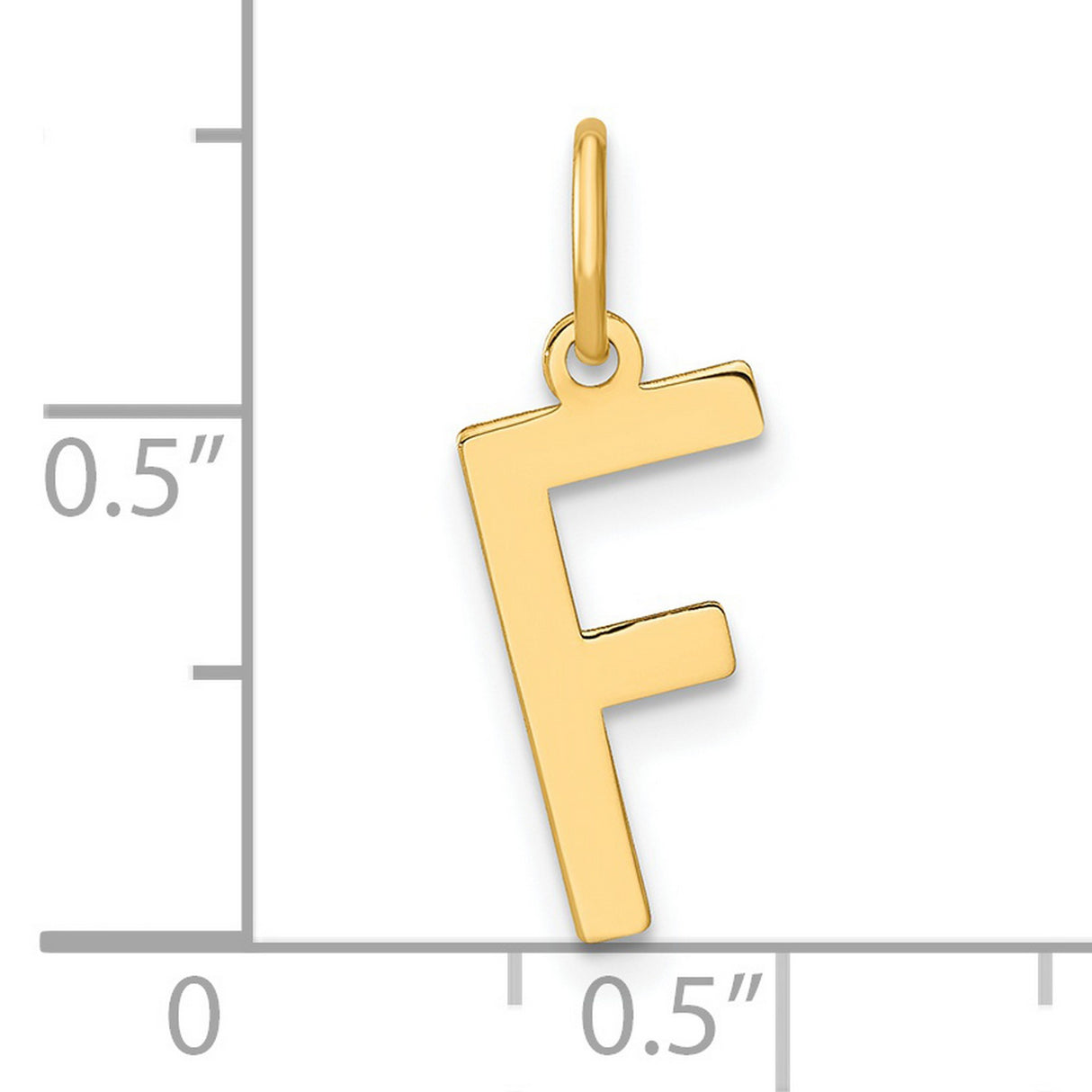14k Yellow Gold Initial F Pendant Charm, Polished Block Letter Design for Women or Unisex