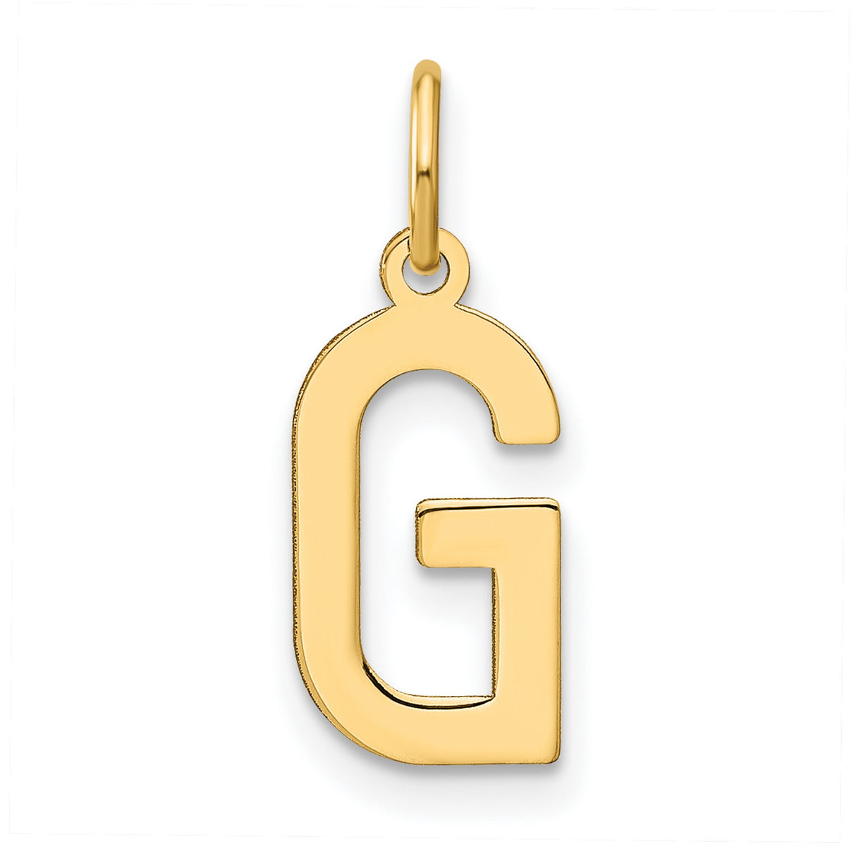 14k Yellow Gold Initial G Pendant Charm, Polished Block Letter Monogram, Unisex Jewelry