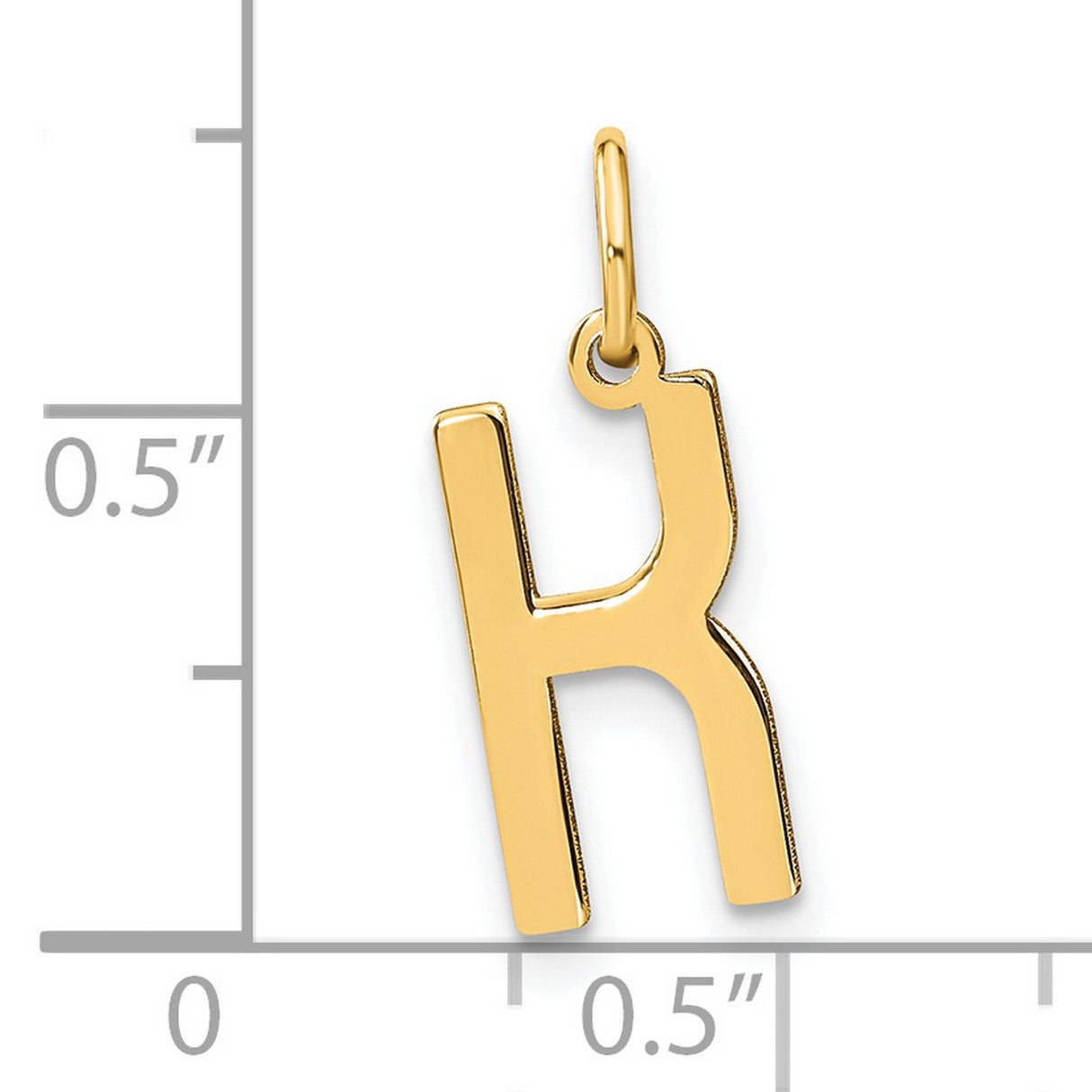 14k Yellow Gold K Initial Pendant Charm, Polished Alphabet Jewelry for Women or Unisex Wear