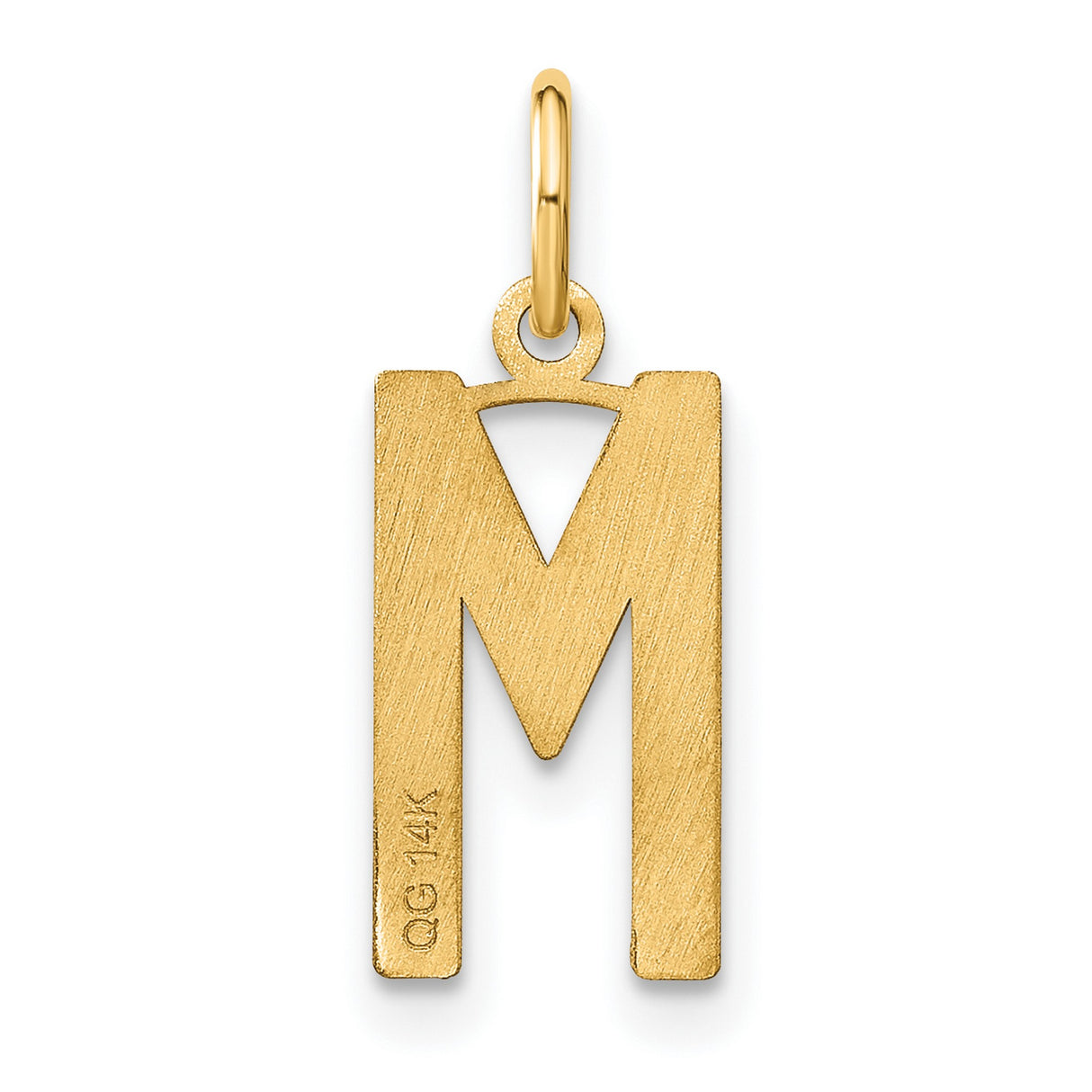 14k Yellow Gold Letter M Pendant Charm, Polished Block Initial Jewelry for Necklace or Bracelet