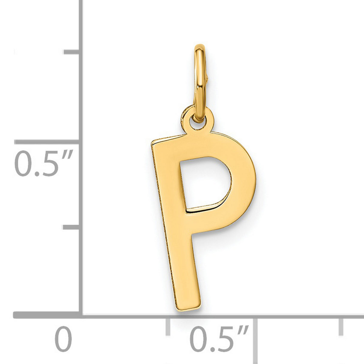 14k Yellow Gold Letter P Pendant, Polished Initial Charm for Women or Unisex