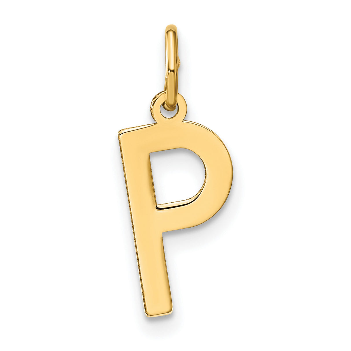 14k Yellow Gold Letter P Pendant, Polished Initial Charm for Women or Unisex
