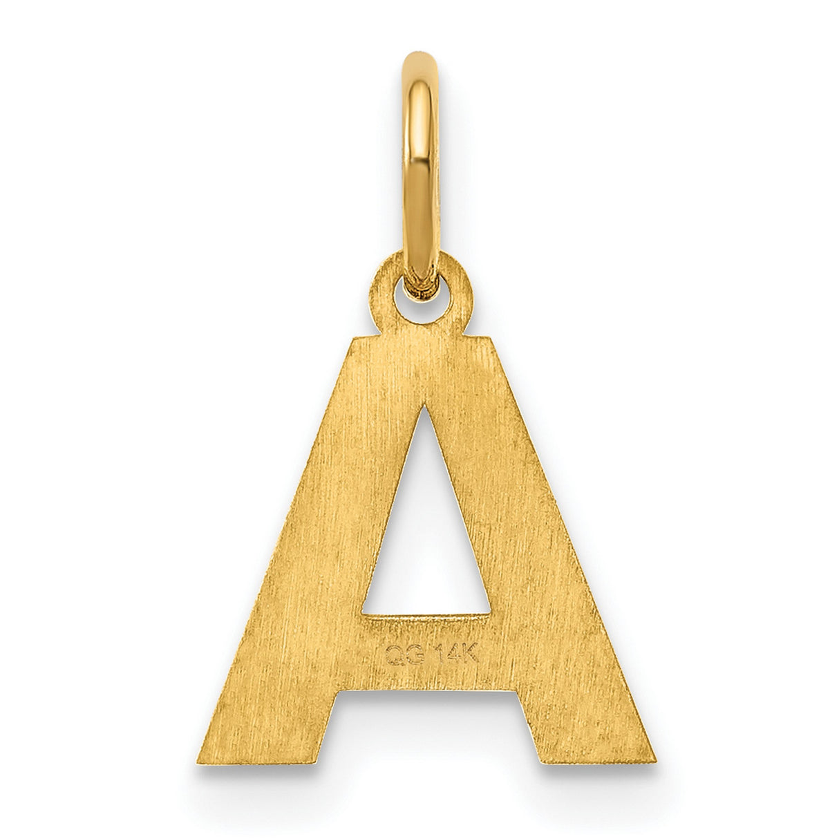 14k Yellow Gold Initial A Pendant, Polished Block Letter Charm for Necklace or Bracelet