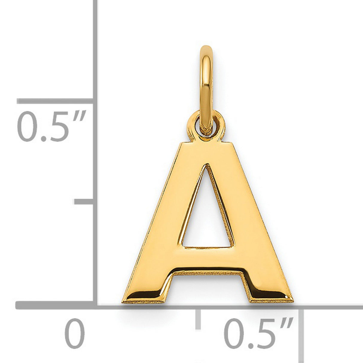 14k Yellow Gold Initial A Pendant, Polished Block Letter Charm for Necklace or Bracelet
