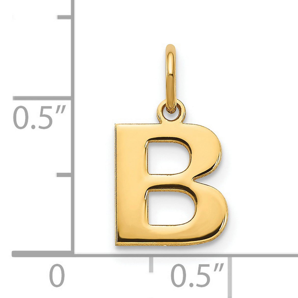14k Yellow Gold Capital Letter B Pendant, Unisex Initial Charm for Custom Names or Monogram Jewelry