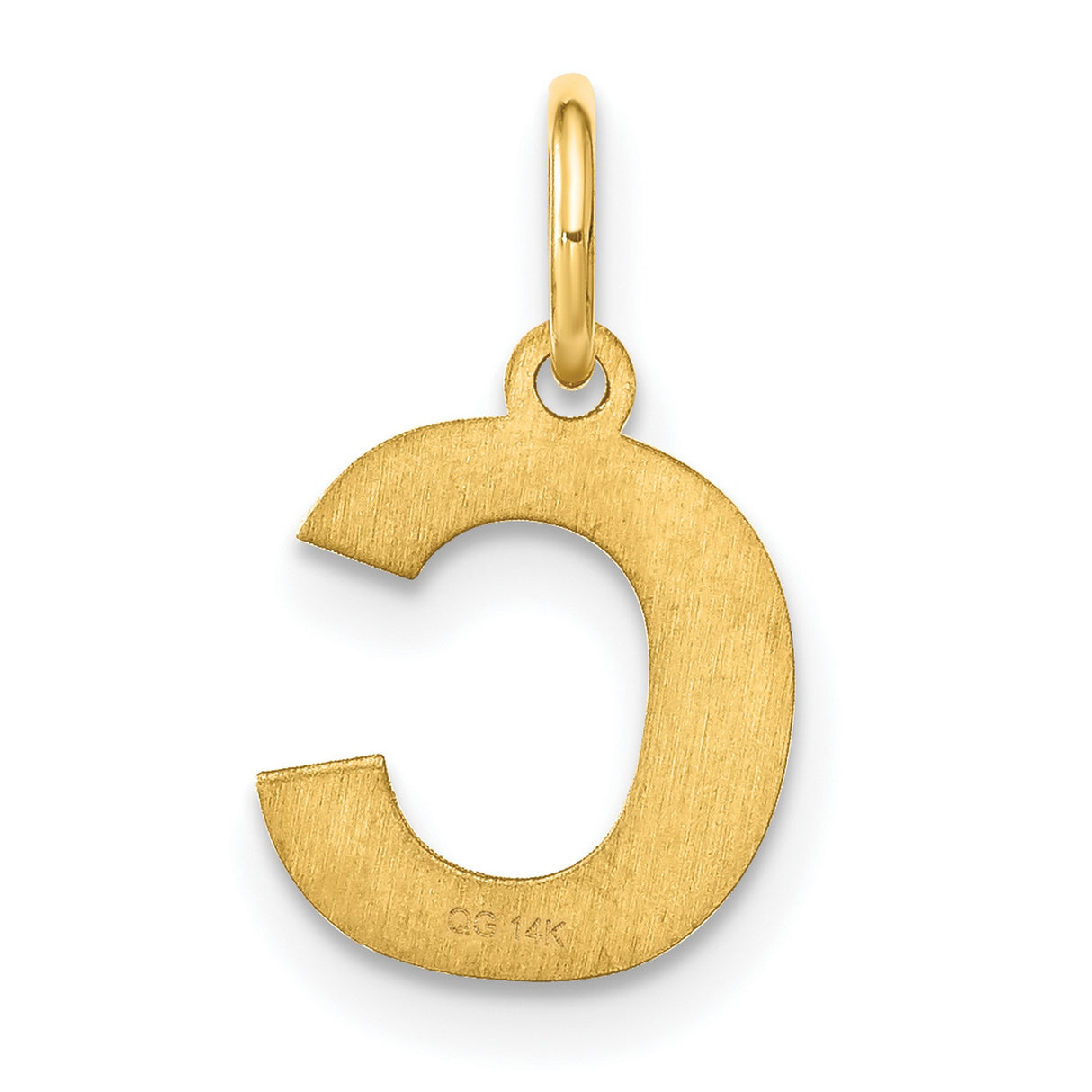 14k Yellow Gold Initial C Pendant Charm, Polished Block Letter Design for Women or Unisex Wear