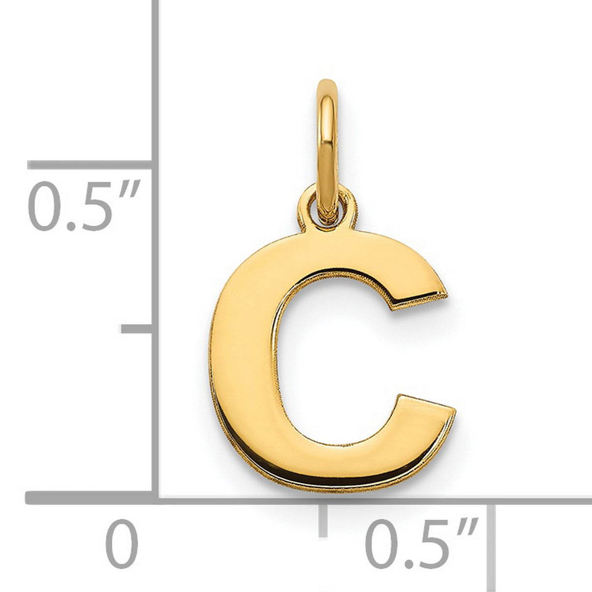 14k Yellow Gold Initial C Pendant Charm, Polished Block Letter Design for Women or Unisex Wear