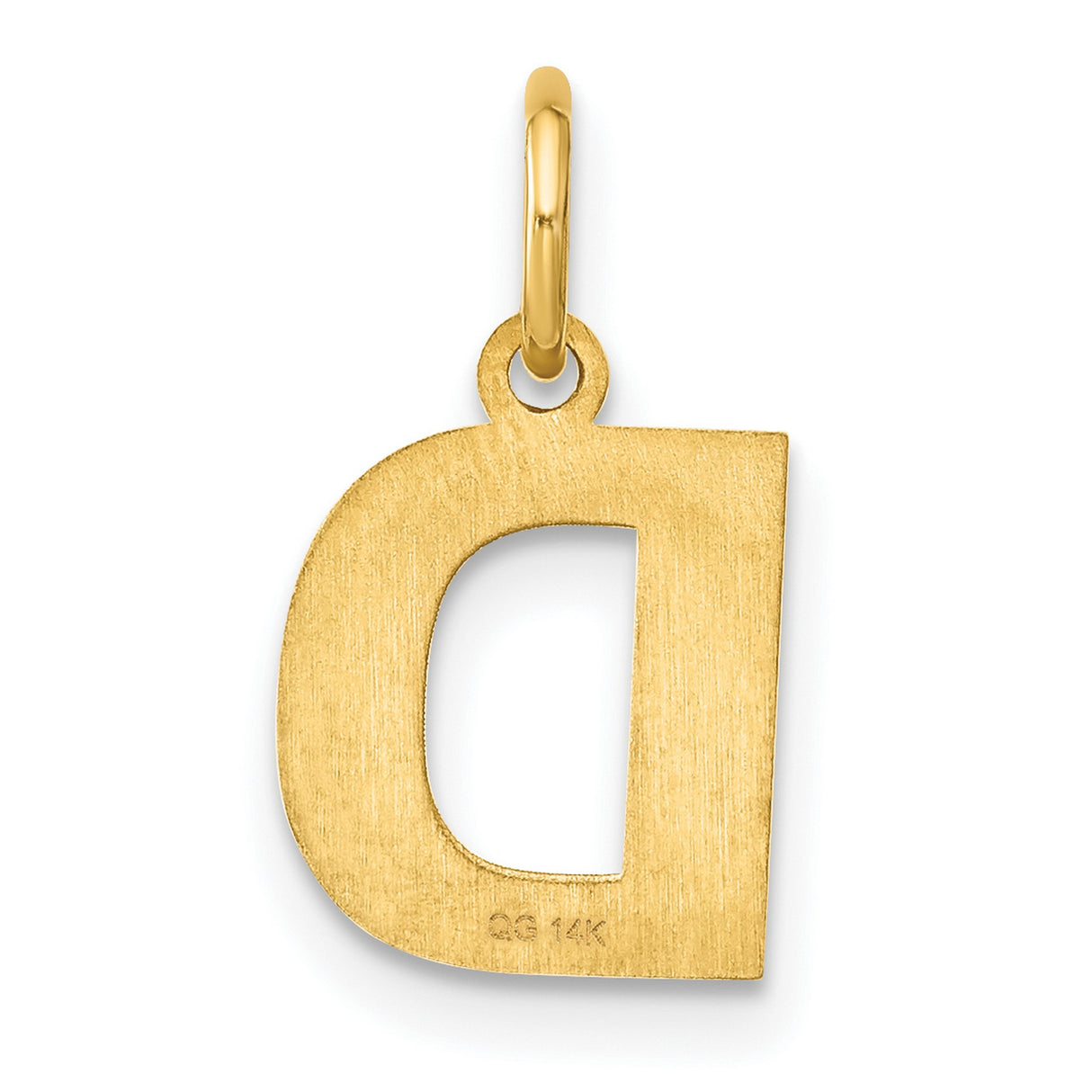 14k Yellow Gold Letter D Pendant Charm, Polished Initial for Necklace or Bracelet
