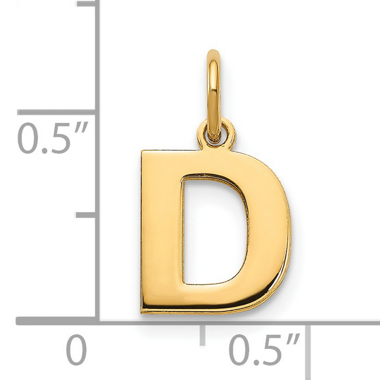 14k Yellow Gold Letter D Pendant Charm, Polished Initial for Necklace or Bracelet