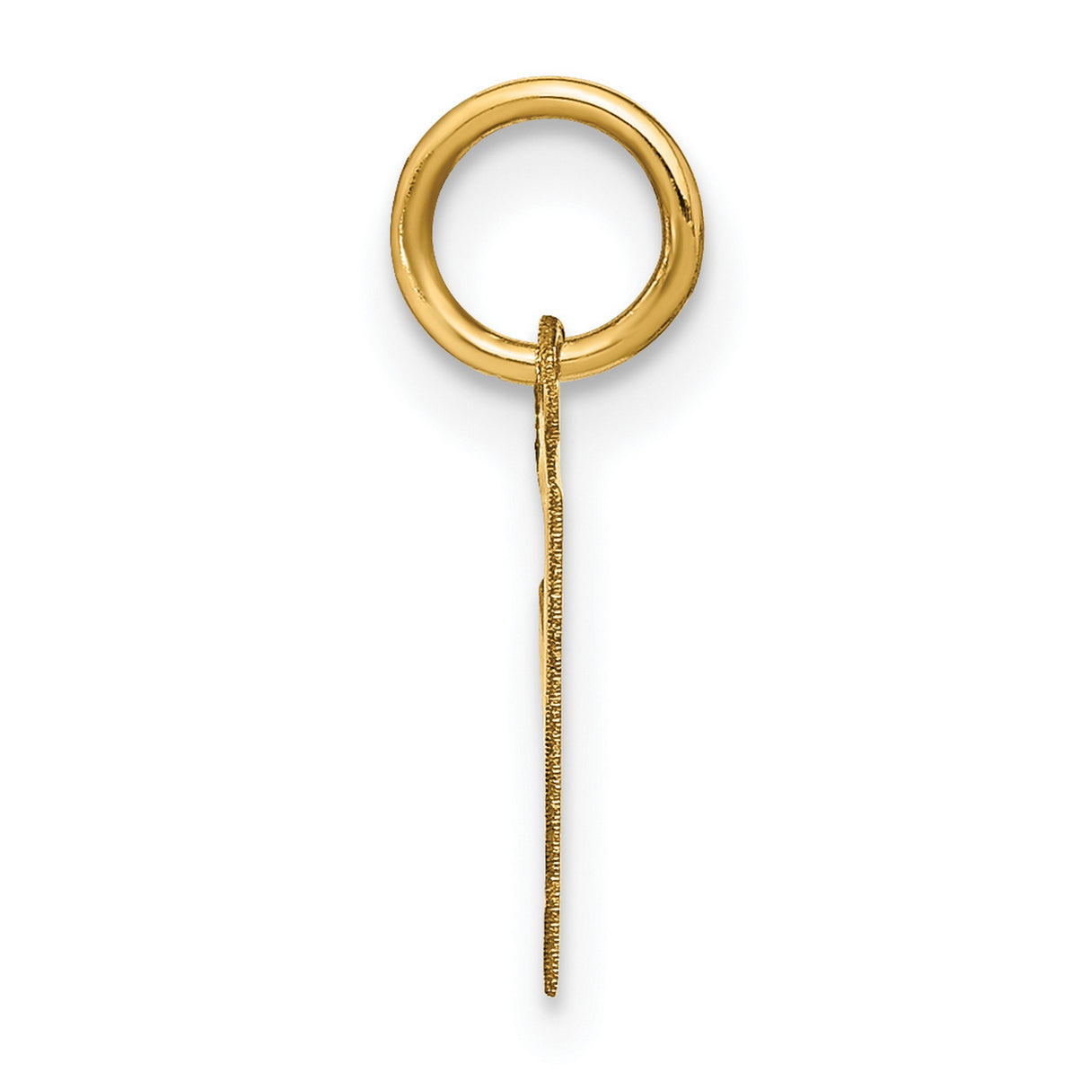 14k Yellow Gold Letter F Pendant Charm, Polished Block Alphabet Design for Women