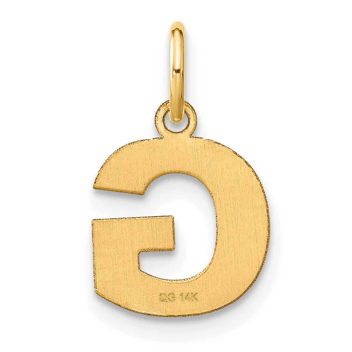 14k Yellow Gold Letter G Pendant Charm, Polished Block Initial, Unisex Monogram Jewelry