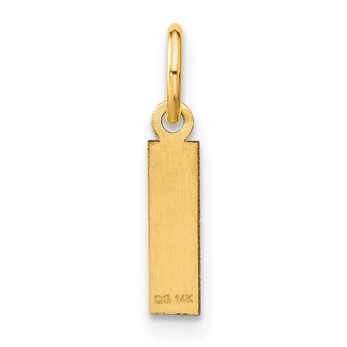 14k Yellow Gold Vertical Bar Pendant, Unisex Polished Rectangle Charm for Engraving, Minimalist Jewelry
