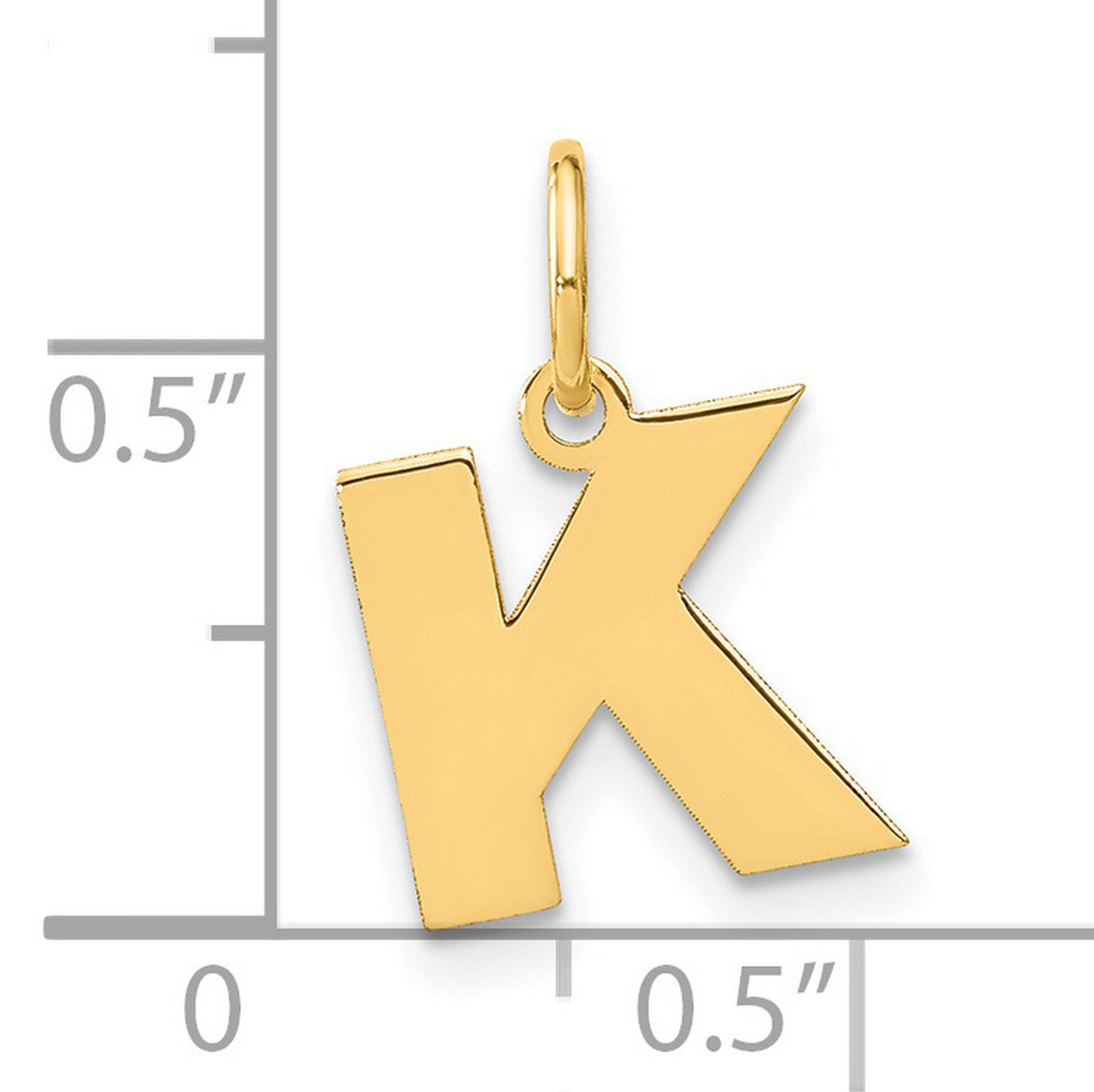 14k Yellow Gold Letter K Pendant Charm, Bold Polished Initial Monogram Jewelry for Women or Unisex