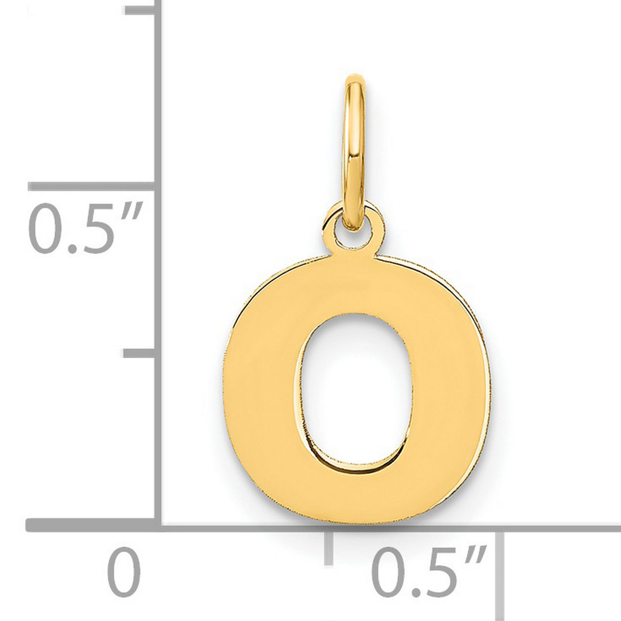 14k Yellow Gold Letter O Pendant Charm, Polished Alphabet Initial Jewelry for Necklace or Bracelet