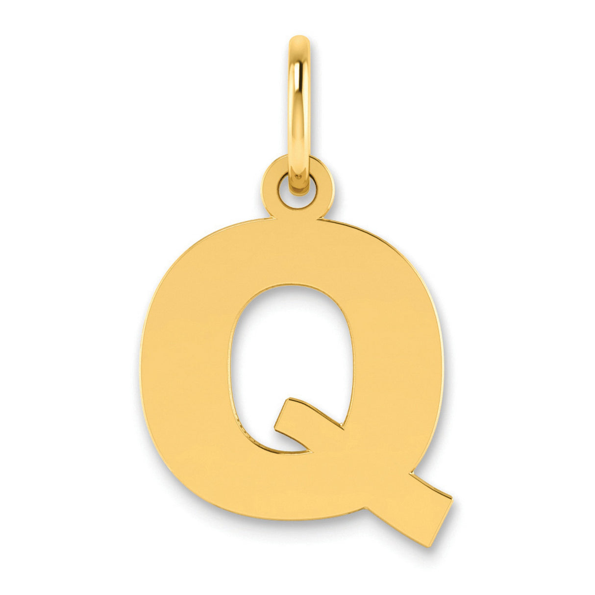 Letter Q Initial Charm Pendant in Real 14k Yellow Gold